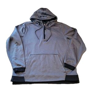 UNDER ARMOUR Cold Gear Pullover Gray Hooded Sweatshirt Hoodie W/ Zipper Large